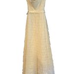 BCBG Maxazria cream tiered tile tule maxi wedding gown special occasion formal Photo 12