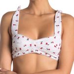 Free People Bralette Top White Cherry Embroidery Sweetheart Neck Medium New Photo 0
