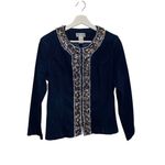 Draper's & Damon's petite denim jacket sequin Bead trim Embellished Glam Blazer Blue Size M Photo 1