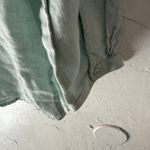 L.L.Bean  Size Large 100% Linen Blue Cottage Peasant Button Long Sleeve Blouse Photo 4