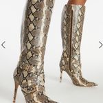 Shoedazzle Snake Print Faux Leather Wide Calf Boots Photo 2