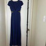 Jill Stuart Jill  blue lace cutout vneck plunge maxi bodycon gown dress size 0 XS Photo 1