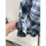Jachs Girlfriend Bea Plaid Flannel Shirt Blue pearl snaps rollup cuff Women’s M Photo 7