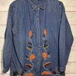 Bobbie Brooks‎ Blue Denim Shirt Womens Medium Button Up Embroidery Western Photo 0