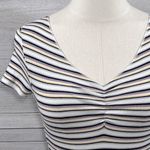 Hollister Baby Tee Cropped Stretchy Ribbed V Neckline Striped-Small Photo 1