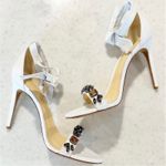 Alexandre Birman Clarita Jeweled Stiletto Heel Sandals White Bridal Photo 1