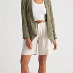 Quince Olive Green Stretch Crepe Women's Open Blazer Size Large Photo 1