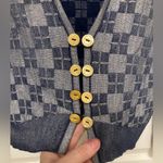 Anthropologie HWR Blue Checkered Deep V Neck Silk Blend Long Sleeve Cardigan Photo 1