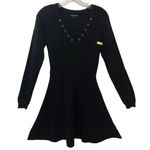 Nina Leonard Lace Up Ribbed Fit and Flare Knit Sweater Dress Small NWT Photo 0