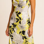 Sara Michelle Floral Cowl Neck Satin Slip Maxi Dress NWT Yellow Size M Photo 0