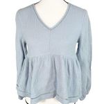 Altar'd State Altar’d state powder baby blue gauze linen babydoll top Photo 0