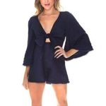 Finders Keepers  | Limoncello Tie-Front Flared Sleeve Playsuit Romper Navy Sz 6 Photo 0