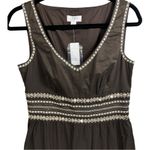 Loft NWT Sleeveless Embroidered Sequin Trim Dress Brown Size 2 Feminine Babydoll Photo 4