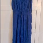 Pink Lily  Royal Blue Sleeveless Jumpsuit Linen Blend Size Large Photo 1