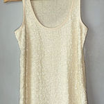 J.Crew Sequin & Terrycloth Linen Cotton Blend Tank Top Cream Photo 0