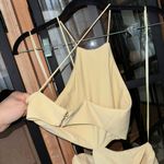 MISHA Alia midi dress halter neck criss cross open back bodycon cutout butter Yellow Size 2 Photo 5