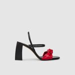 Joseph Heels Red Black Leather Knotted Two-Tone Block Heel Sandals Size 36 Photo 4