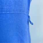 LL Bean 100% Linen Pleated Sleeveless Mini Dress Full Button Down Pockets Blue Size 16P Photo 8