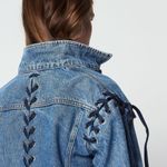 Sandro  Blue Denim jacket with lace-up details Size 34 Photo 6