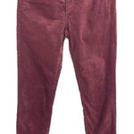 AG Adriano Goldschmied AG Anthropologie Size 27 Pants Red Corduroy Skinny Velour The Stevie Ankle‎ 152 Photo 0