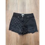 Forever 21  Black Checkerboard Ripped Denim High Waisted Shorts Size 26 Photo 1