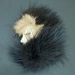 Vintage Porcelain Face Victorian Lady with Real Rabbit Fur Hat Scarf Brooch 11g Photo 2