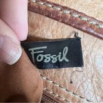Fossil VTG  Genuine Leather Brown Crossbody Bag Tan Satchel Zip-Top Key Charm Y2K Photo 9