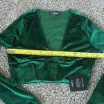 Lulus Green Women’s Velvety Long Sleeve Crop top Large Photo 5