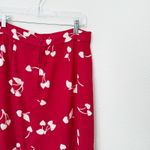 Modcloth [] It's A Wrap Red Cherry Heart Print Ruffle Faux Wrap Midi Skirt Sz 12 Photo 5