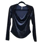Free People Perfect Date Black Velvet Cowlneck Top NWT Photo 2