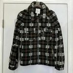 Avec Les Filles  Plaid Zip Front Jacket Black/Gray/Brown Plaid Sz M Photo 6