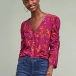 Anthropologie Maeve Jordain Runa Blouse XS Floral Button Front Photo 0