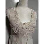Vintage Sheer Ivory Lace Embellished V Neck Sleeveless Peplum Top size Medium Photo 1
