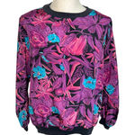 Vintage 80s Anata floral pullover top Size Medium Purple Photo 0