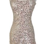 Dillard's Pink sequin glam mini dress spaghetti strap, sparkly cocktail party club wear Photo 1
