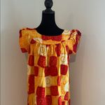 Vintage Made in Hawaii Elegant Red and Yellow Patchwork Maxi Dress Size 14 Photo 8