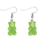 🆕Green Candy Gummy Bear Dangle Earrings Green Photo 0