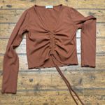 Altar'd State  Orange Ruched‎ Long Sleeve Ribbed Crop Top Women Size XS Photo 0