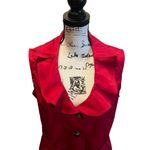 Sandro  Studio Puff Lapel Vest with Belt Ruby Red Size Large Statement Bold Photo 1