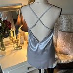 Dolls Kill Avid love silver lace satin sexy semi sheer, mini lingerie baby doll slip M Photo 3
