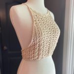 Listicle Crochet Festival Fairy Summer Halter Top in Tan Photo 2