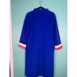 Vanity Fair Vintage  Zip Robe Housecoat Blue Red White Mod Stripe Dacron 1960/70s Photo 6