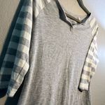 Faded Glory  Gray and White Long Sleeve Tee 1/4 Collared V Neck Top SZ S T Shirt Photo 2