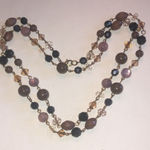 Vintage Beaded Neutral Tone Moon Glow Beads Boho Necklace Brown Photo 0