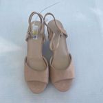 DS Women’s Faux Suede Cork Wedge Sandals Charles Style Straps Round Toe Tan Pink Size 9.5 Photo 8