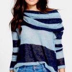Free People Lulu Rugby Blue Striped Cowl Neck Alpaca Wool Blend Sweater Photo 8