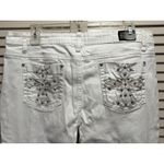 Earl Jean White Embroidered Rhinestones Denim Jeans Size 14 Straight Logo Photo 5