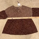 Hayden  Los Angeles Brown floral tie neck‎ babydoll top NEW size L Photo 7
