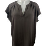 Banana Republic  Women's Black Short Sleeve Notch V Neck Shirt Blouse Top Size L Photo 0