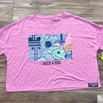 Disney  Stitch Angel Hugging '' I NEED A HUG''Crop T-Shirt PURPLE/PINK MEDIUM #18 Photo 0